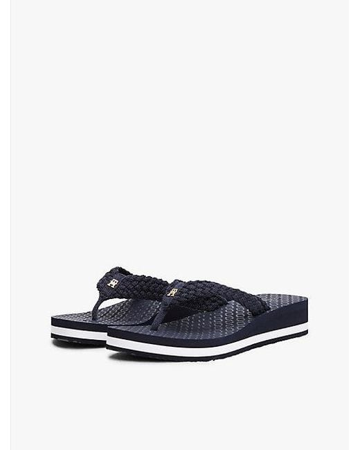 Chanclas De Cuña Con Monograma Th Tommy Hilfiger de color Blue