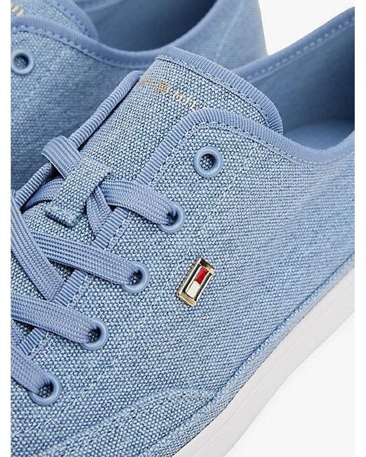 Tommy Hilfiger Canvas Sneaker Met Geëmailleerde Vlag in het Blue