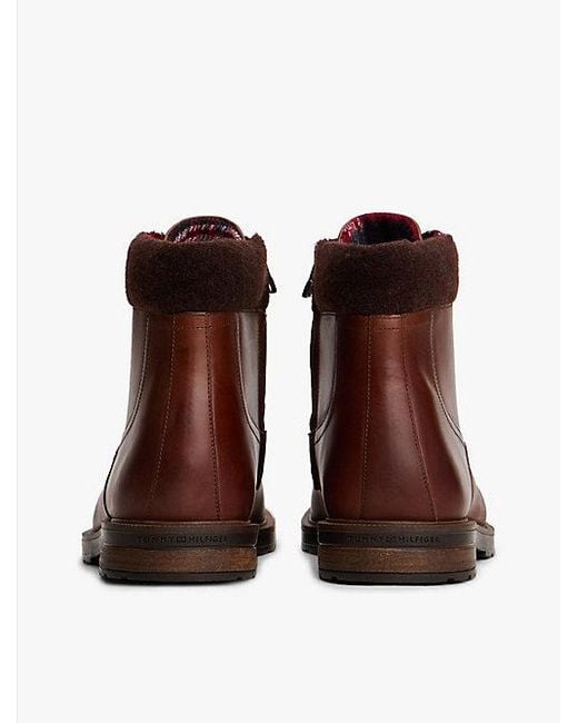 Botas De Piel Con Suela De Tacos Tommy Hilfiger de hombre de color Brown