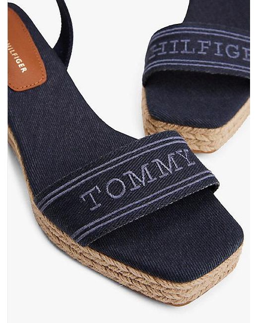 Tommy Hilfiger Hilfiger Monotype Espadrille Met Sleehak in het Blue