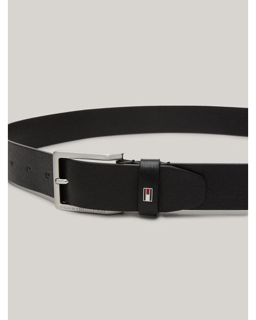 Tommy Hilfiger Black Enamel Flag Leather Belt for men