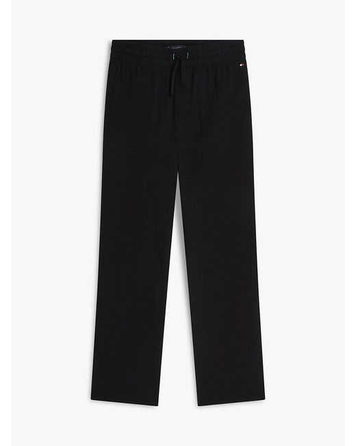 Tommy Hilfiger Black Flag Embroidery Textured Pyjama Bottoms for men