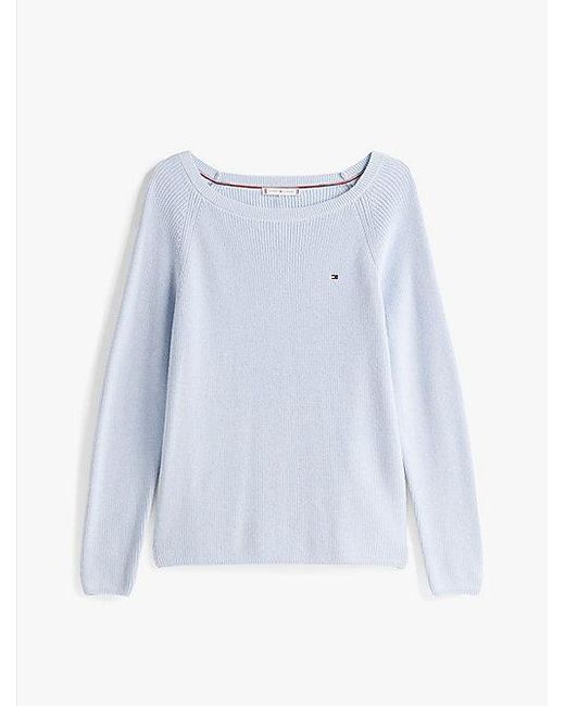 Tommy Hilfiger Blue Feinstrick-Pullover Mit U-Boot-Ausschnitt