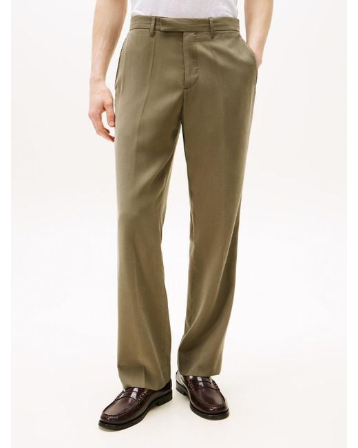 Pantaloni Regular Fit Con Piega di Tommy Hilfiger in Green da Uomo