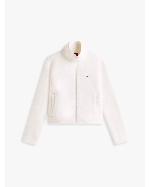 Tommy Hilfiger White Teddy Fleece Zip-Thru Jacket