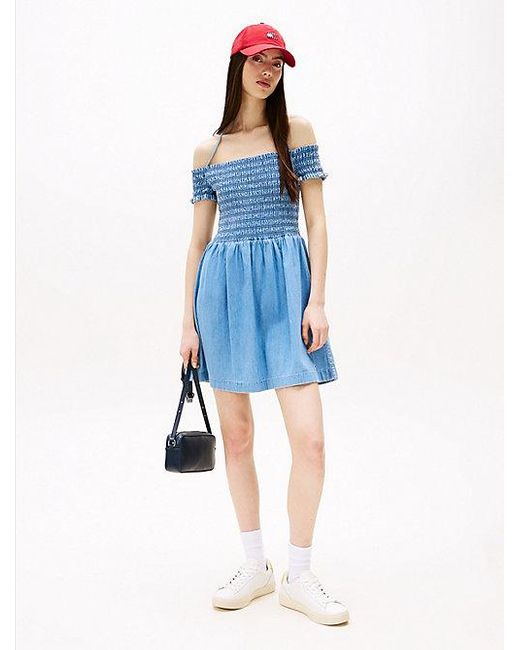Tommy Hilfiger Blue Fit-And-Flare-Minikleid Aus Chambray