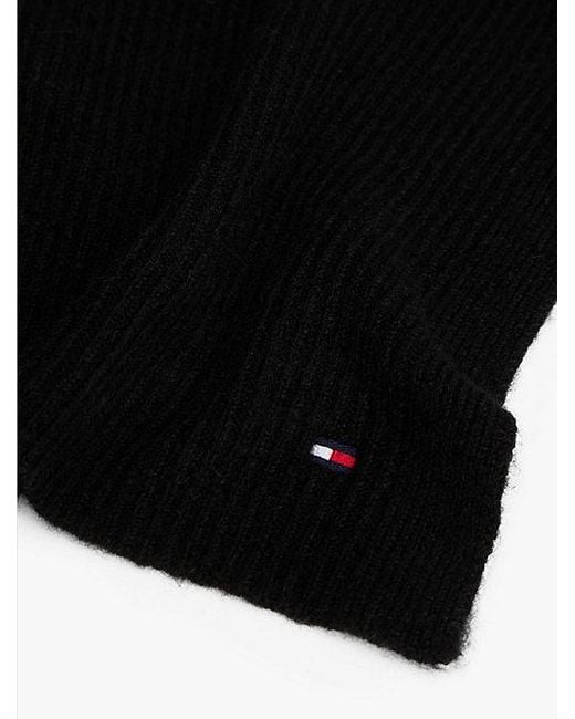 Tommy Hilfiger Fluffy Sjaal Met Wol En Hilfiger-Vlag in het Black
