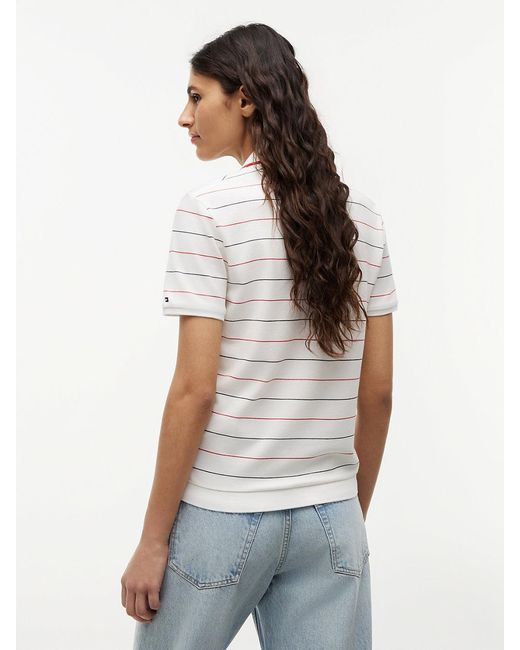 Tommy Hilfiger White Regular Fit Pique Henley Polo Shirt