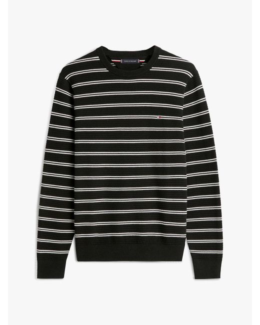 Tommy Hilfiger Black Structured Crew Neck Sweater for men