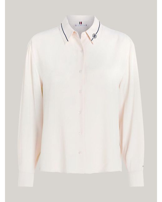 Chemise coupe standard à monogramme en crêpe Tommy Hilfiger en coloris White