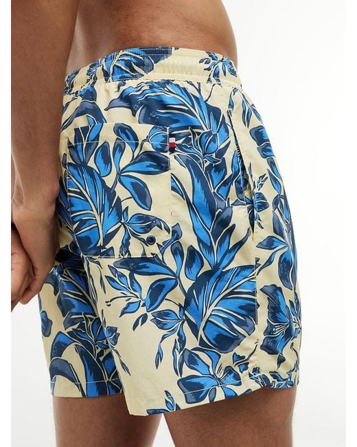 Tommy Hilfiger Yellow Essential Print Mid Length Swim Shorts for men