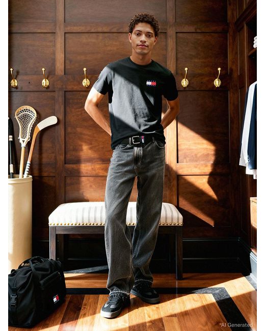 Tommy Hilfiger Black Logo Slim Jersey Crew Neck T-shirt for men