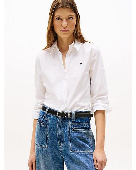 Tommy Hilfiger Regular Fit Overhemd Met Geborduurde Vlag in het White