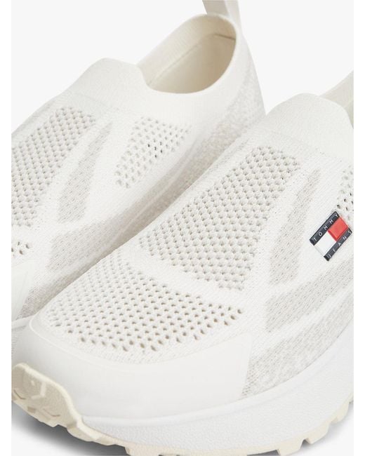 Tommy Hilfiger White Logo Knit Cleat Slip-On Trainers