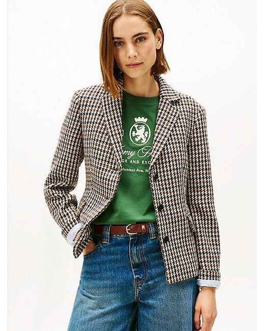 Tommy Hilfiger Heritage Regular Fit Wollen Blazer Met Ruit in het Green