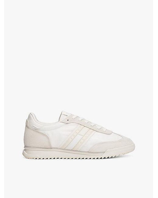 Tommy Hilfiger Retro Leren Sneaker Met Gemengde Texturen in het Natural voor heren