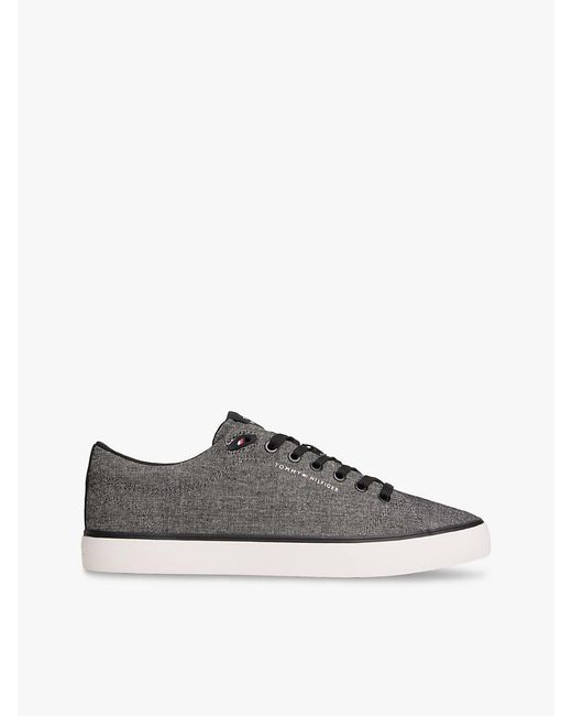 Tommy Hilfiger White Linen Chambray Jacquard Trainers for men