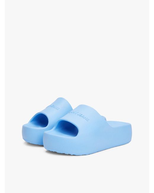 Claquettes Compensées À Logo Tommy Hilfiger en coloris Blue