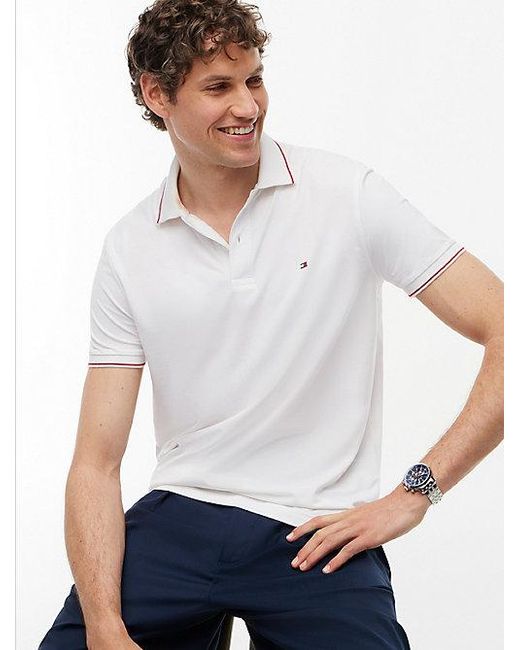 Tommy Hilfiger Performance Regular Fit Quick Dry Polo in het White voor heren
