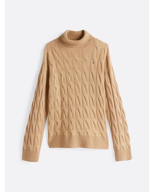 Tommy Hilfiger Natural Relaxed Pure Wool Roll Neck Jumper