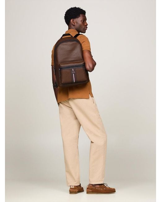 Sac à dos emblématique Premium Leather Tommy Hilfiger pour homme en coloris Brown