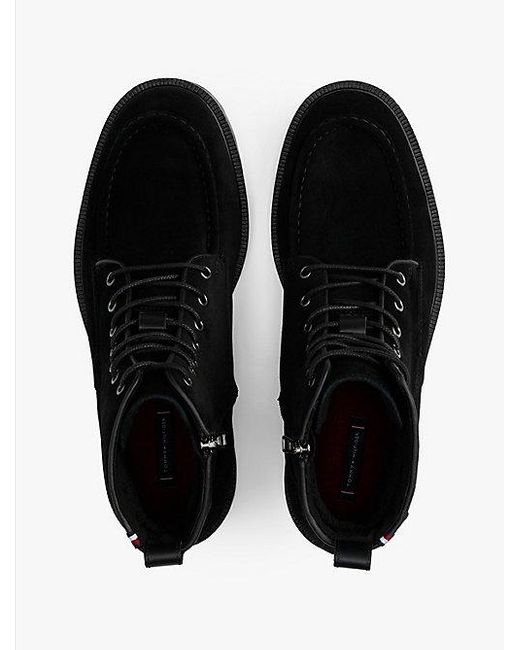 Tommy Hilfiger Suède Boots Met Profielzool En Moccasin-Neus in het Black voor heren
