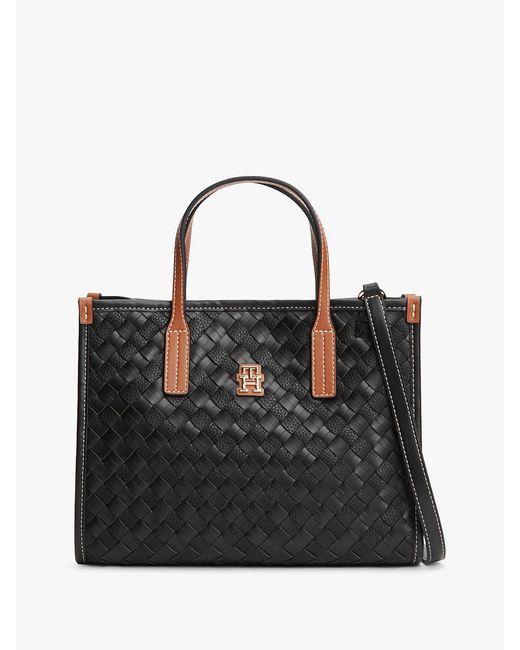 Tommy Hilfiger Black City Woven Crossbody Tote Bag