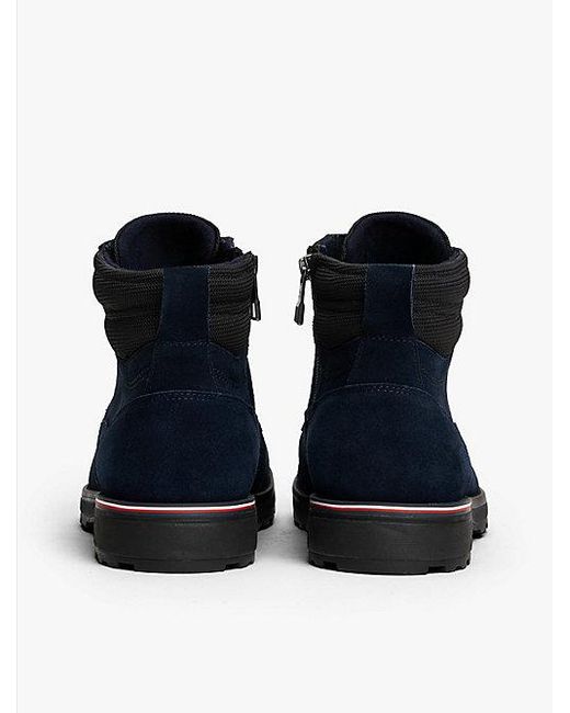 Tommy Hilfiger Suède Veterlaars Met Profielzool in het Blue voor heren