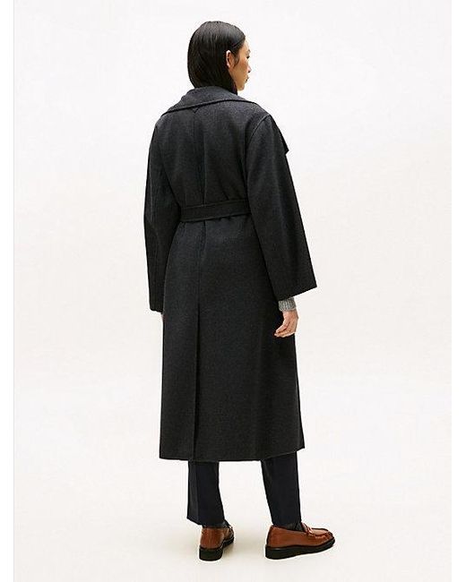 Abrigo Oversize Largo Con Bufanda Tommy Hilfiger de color Black
