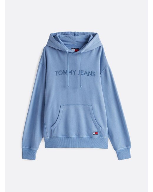 Felpa Con Cappuccio E Logo Ricamato di Tommy Hilfiger in Blue da Uomo