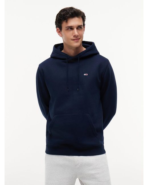 Tommy Hilfiger Blue Flag Embroidery Fleece Drawstring Hoody for men