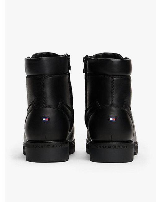 Tommy Hilfiger Leren Veterboots Met Profielzool in het Black voor heren