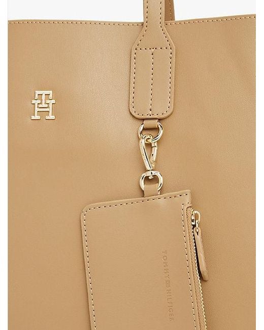 Bolso Satchel Con Monograma Th Y Monedero Tommy Hilfiger de color Natural