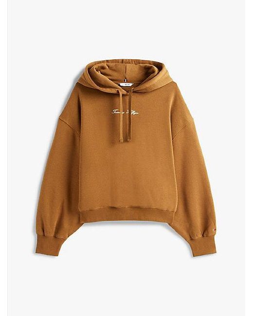 Tommy Hilfiger Brown Relaxed Fit Hoodie Mit Strukturiertem Logo