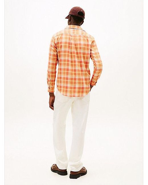 Tommy Hilfiger Regular Fit Twill-Hemd Mit Karos in Orange für Herren