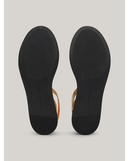 Sandales compensées en cuir métallisé Tommy Hilfiger en coloris Metallic