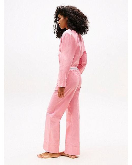 Tommy Hilfiger Pink Popeline-Pyjamahose Mit Logo