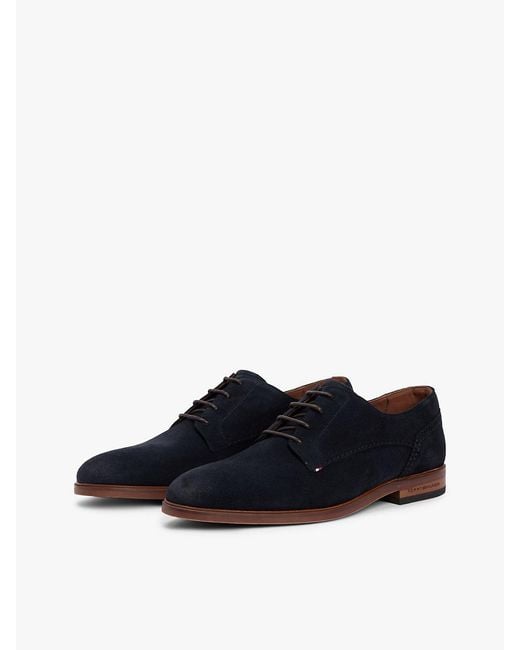 Tommy Hilfiger Blue Suede Derby Shoes for men