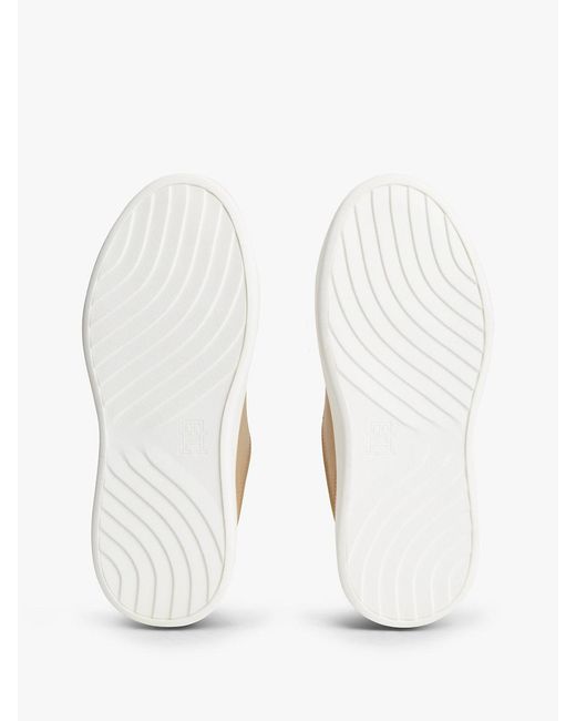 Tommy Hilfiger White Metallic Th Monogram Leather Platform Trainers