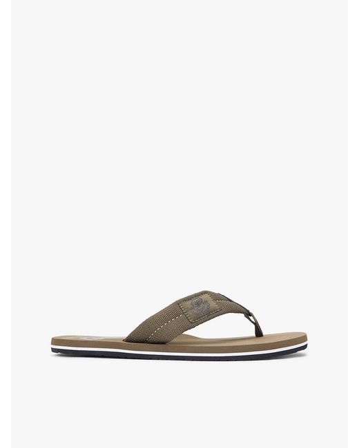 Tommy Hilfiger White Crest Patch Webbing Strap Flip-flops for men