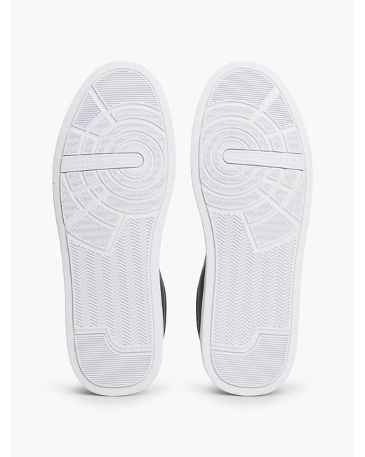 Tommy Hilfiger Black Logo Court Trainers With Leather for men