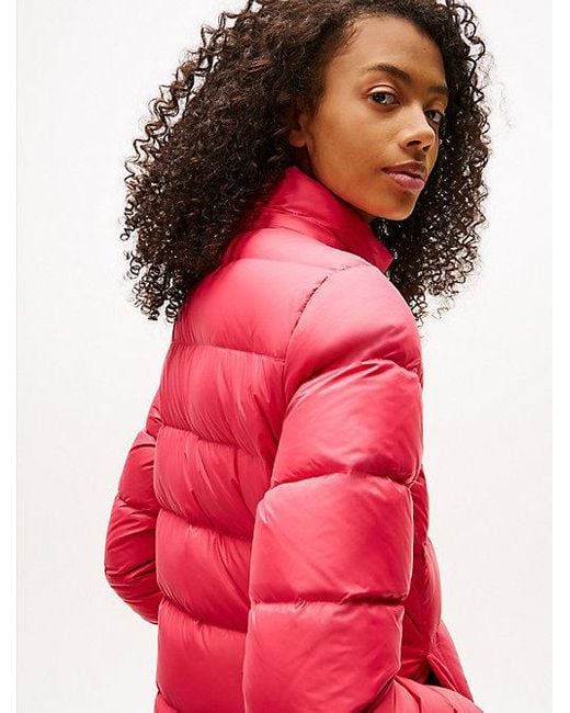 Tommy Hilfiger Glanzend Waterafstotend Pufferjack Met Dons in het Red