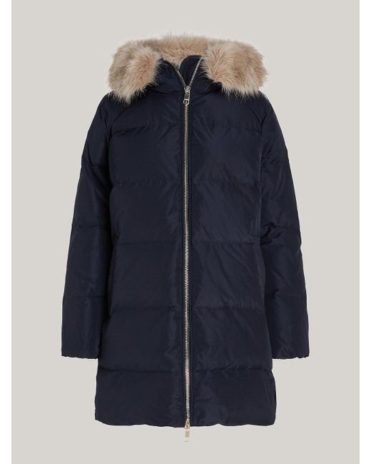 Manteau À Capuche En Duvet Et Fausse Fourrure Tommy Hilfiger en coloris Blue