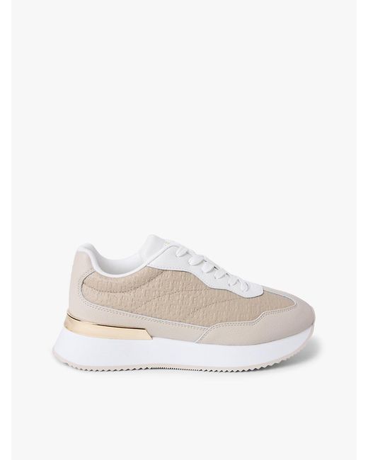 Tommy Hilfiger White Th Monogram Leather Mixed Texture Trainers