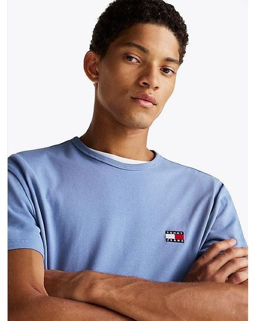 Tommy Hilfiger T-Shirt Met Ronde Hals En Tommy-Badge in het Blue voor heren