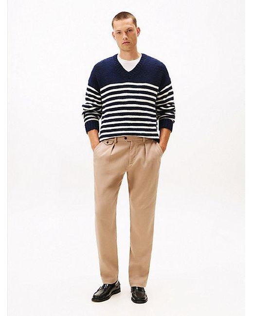 Pantalón Harlem De Corte Cónico En Sarga Tommy Hilfiger de hombre de color Blue