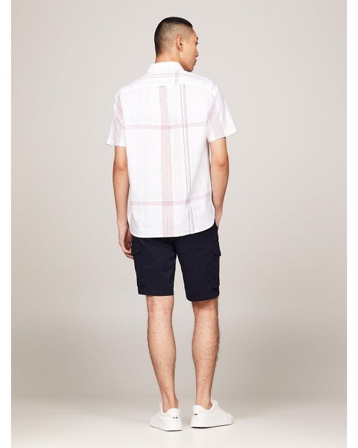 Chemise manches courtes à carreaux mélangés Tommy Hilfiger pour homme en coloris White