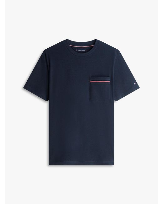 Tommy Hilfiger Blue Global Stripe Pocket Pique Jersey T-Shirt for men