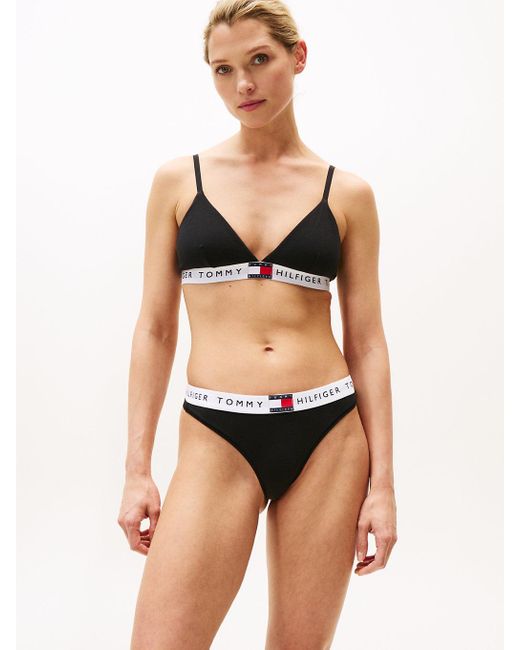 Bralette Heritage Rembourrée À Logo Tommy Hilfiger en coloris Black