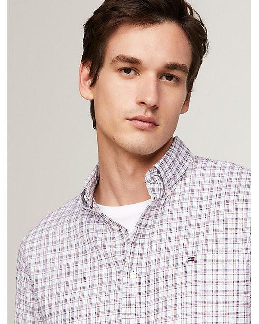 Camisa Global Stripe con microestampado Tommy Hilfiger de hombre de color White